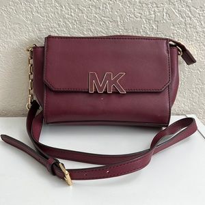 Michael Kors Florence Mini Leather Bag in Claret Red